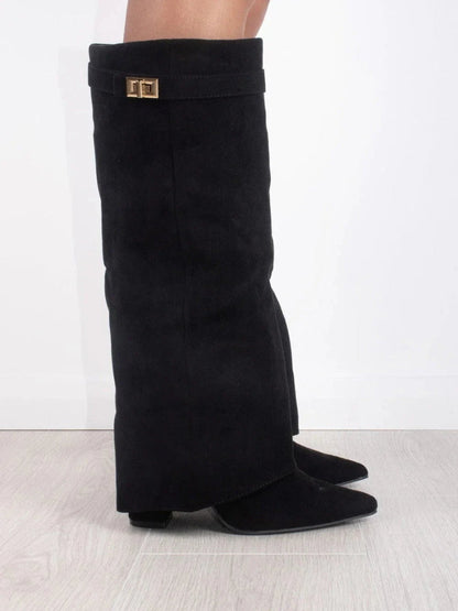 Bez - Knee-high suede boots with heel