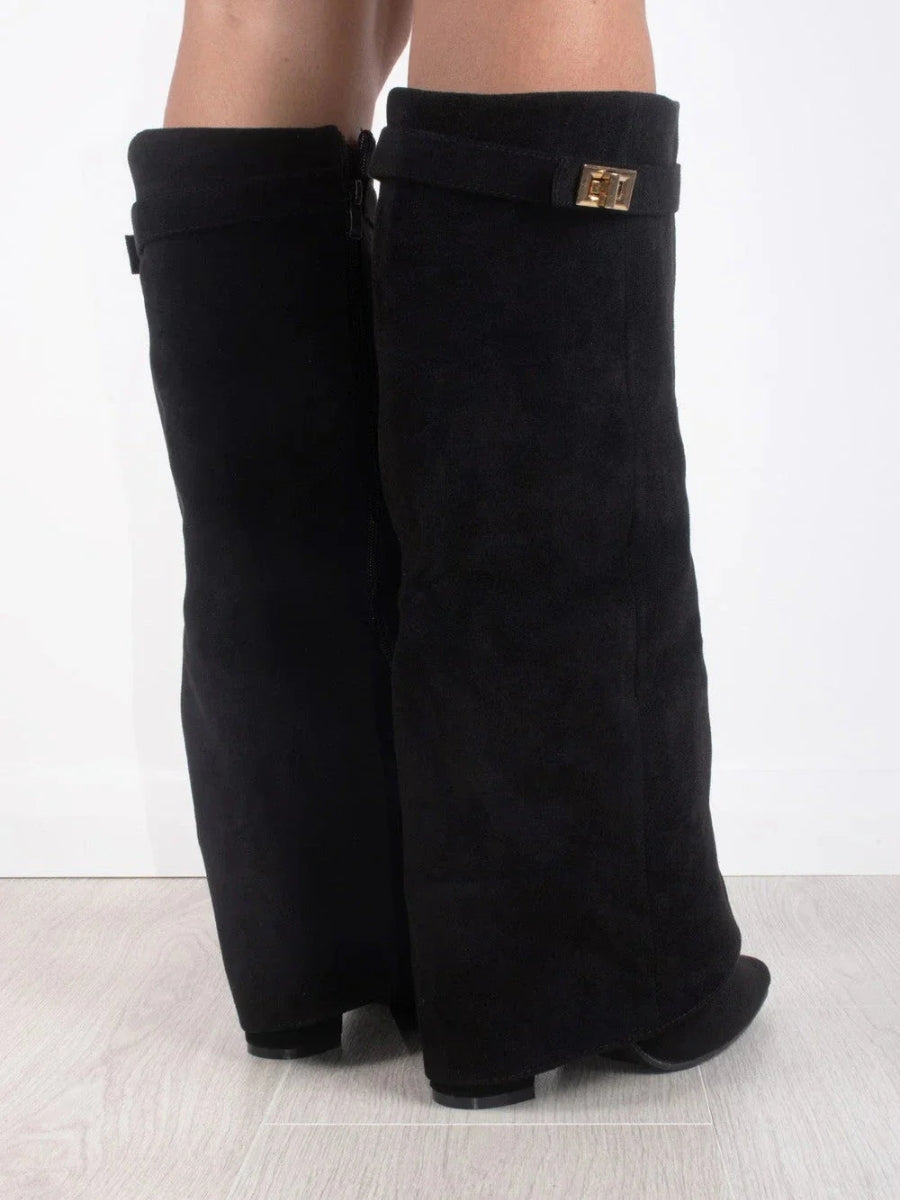 Bez - Knee-high suede boots with heel
