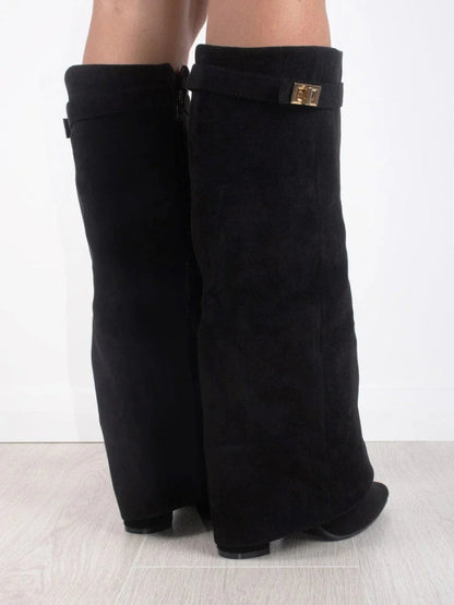 Bez - Knee-high suede boots with heel