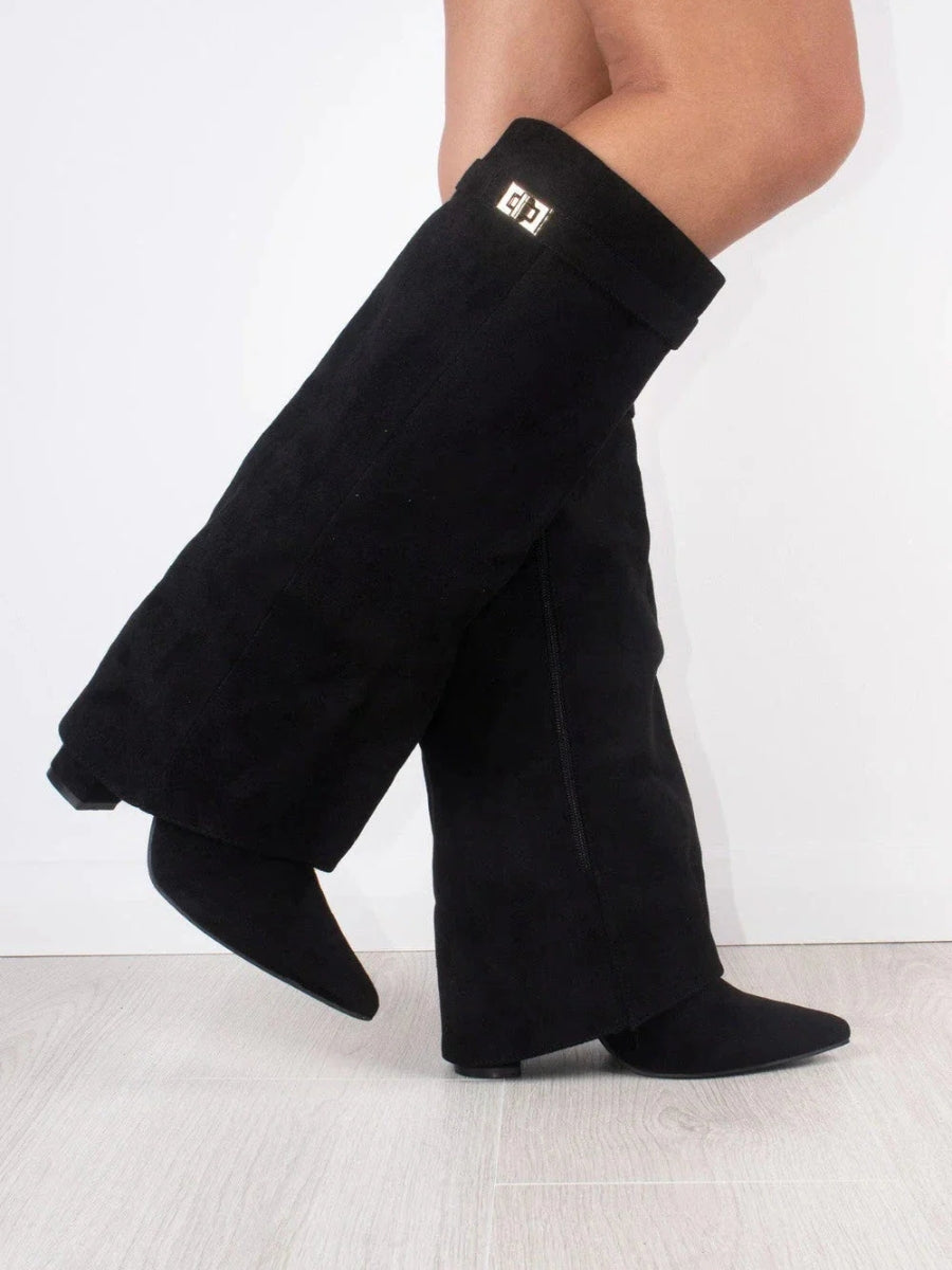 Bez - Knee-high suede boots with heel