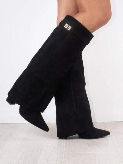 Bez - Knee-high suede boots with heel
