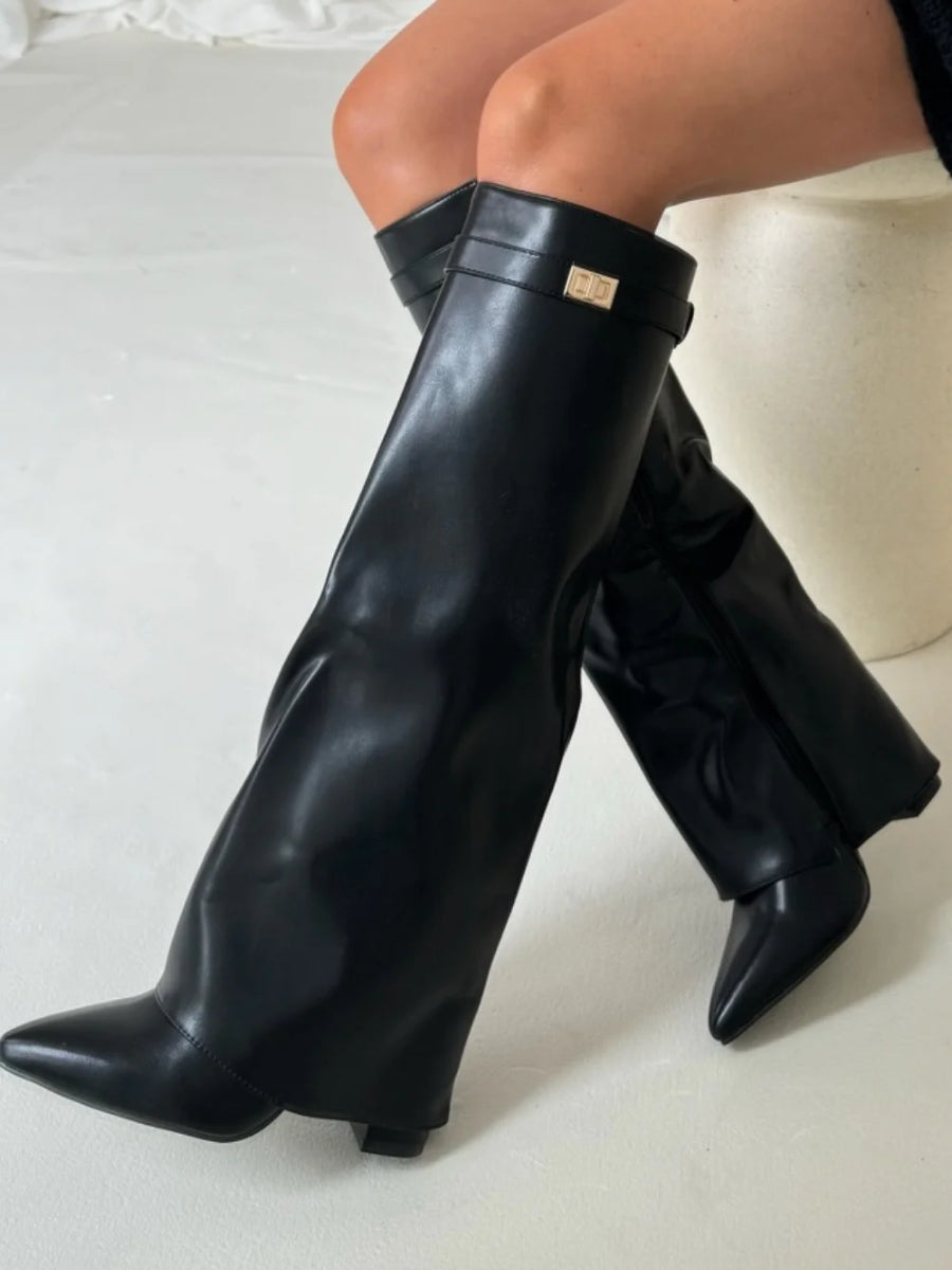 Bez - Knee-high suede boots with heel