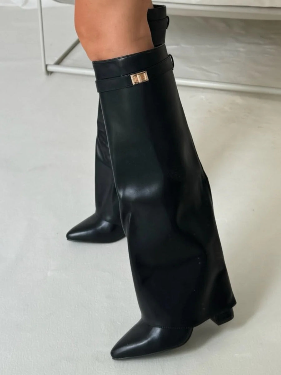 Bez - Knee-high suede boots with heel