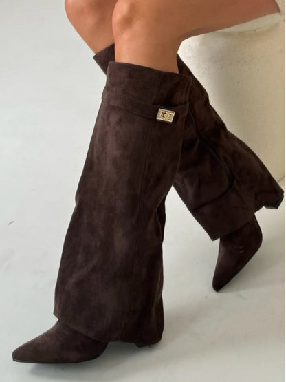 Bez - Knee-high suede boots with heel