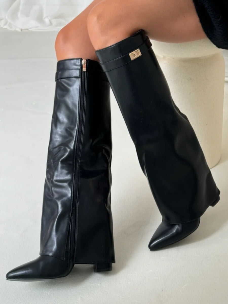Bez - Knee-high suede boots with heel