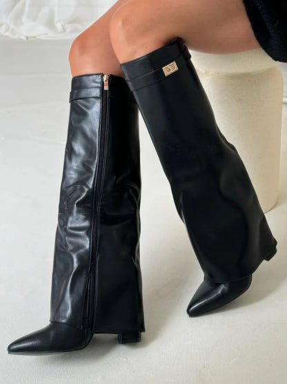 Bez - Knee-high suede boots with heel
