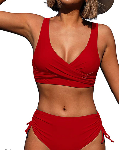 High Waist Bikini Set with Adjustable Straps and Timeless Design