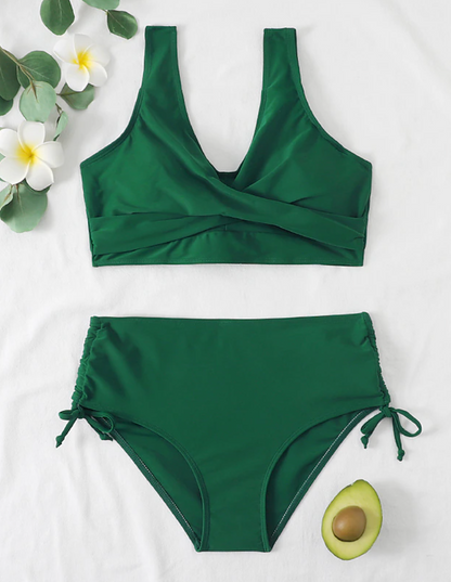High Waist Bikini Set with Adjustable Straps and Timeless Design