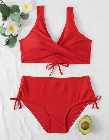 High Waist Bikini Set with Adjustable Straps and Timeless Design