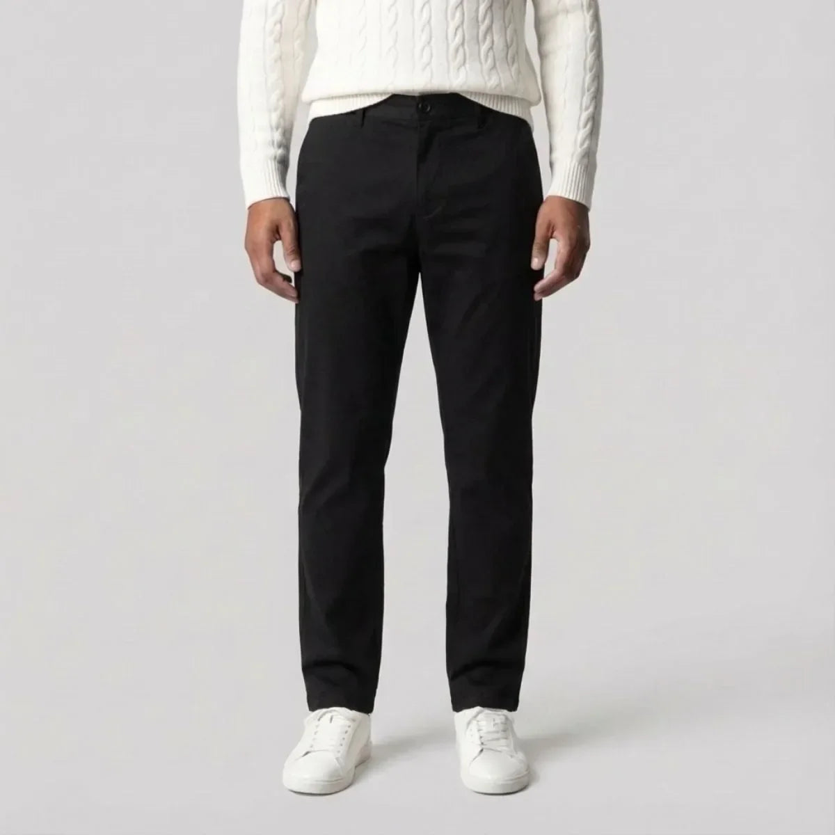 Black Chinos with Regular Fit and Straight Legs
