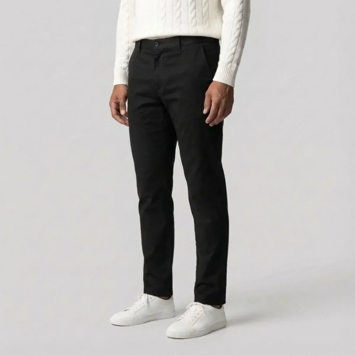 Black Chinos with Regular Fit and Straight Legs