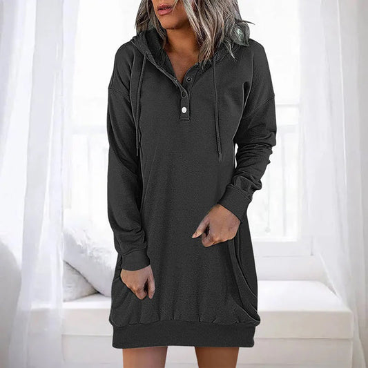 Althea - Vestido largo casual para mujer con capucha