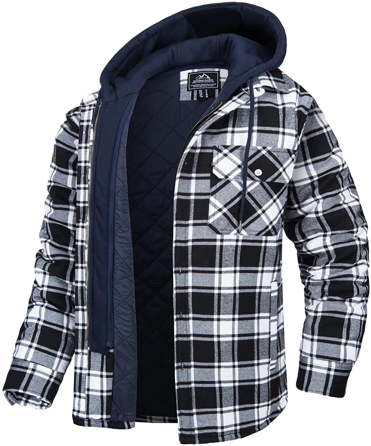 Chaqueta de cuadros para hombre con capucha - Piolo