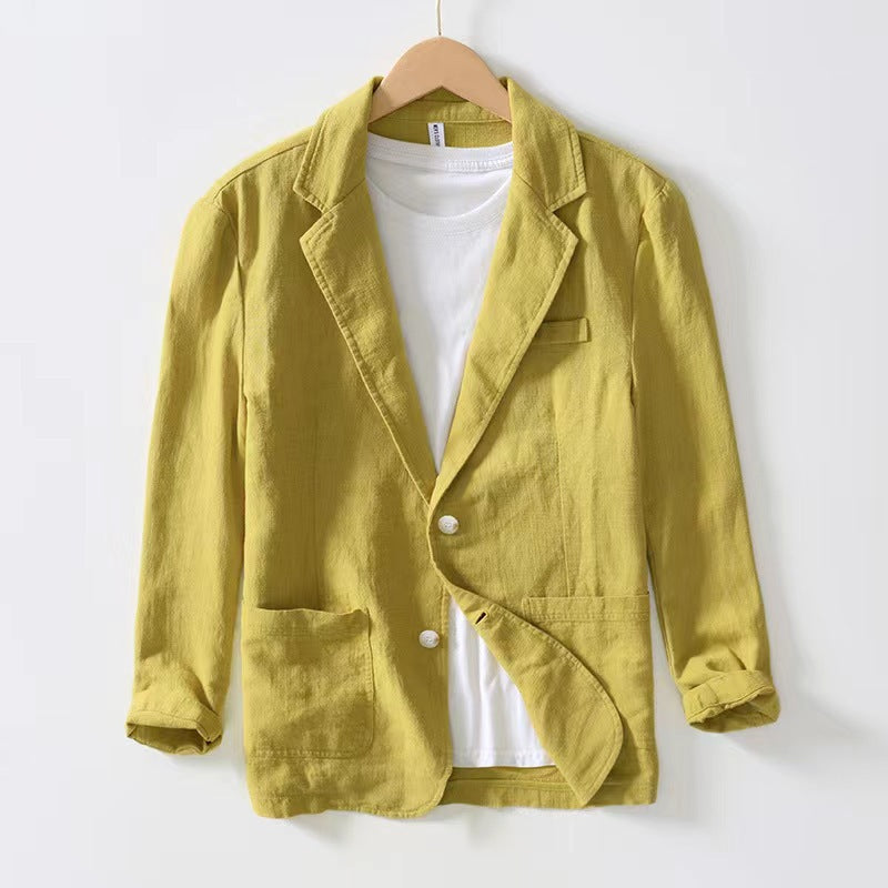 Blazer with Notched Lapel and Rolled Sleeves