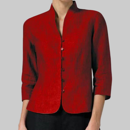 Blouse with Stand-up Collar for Women