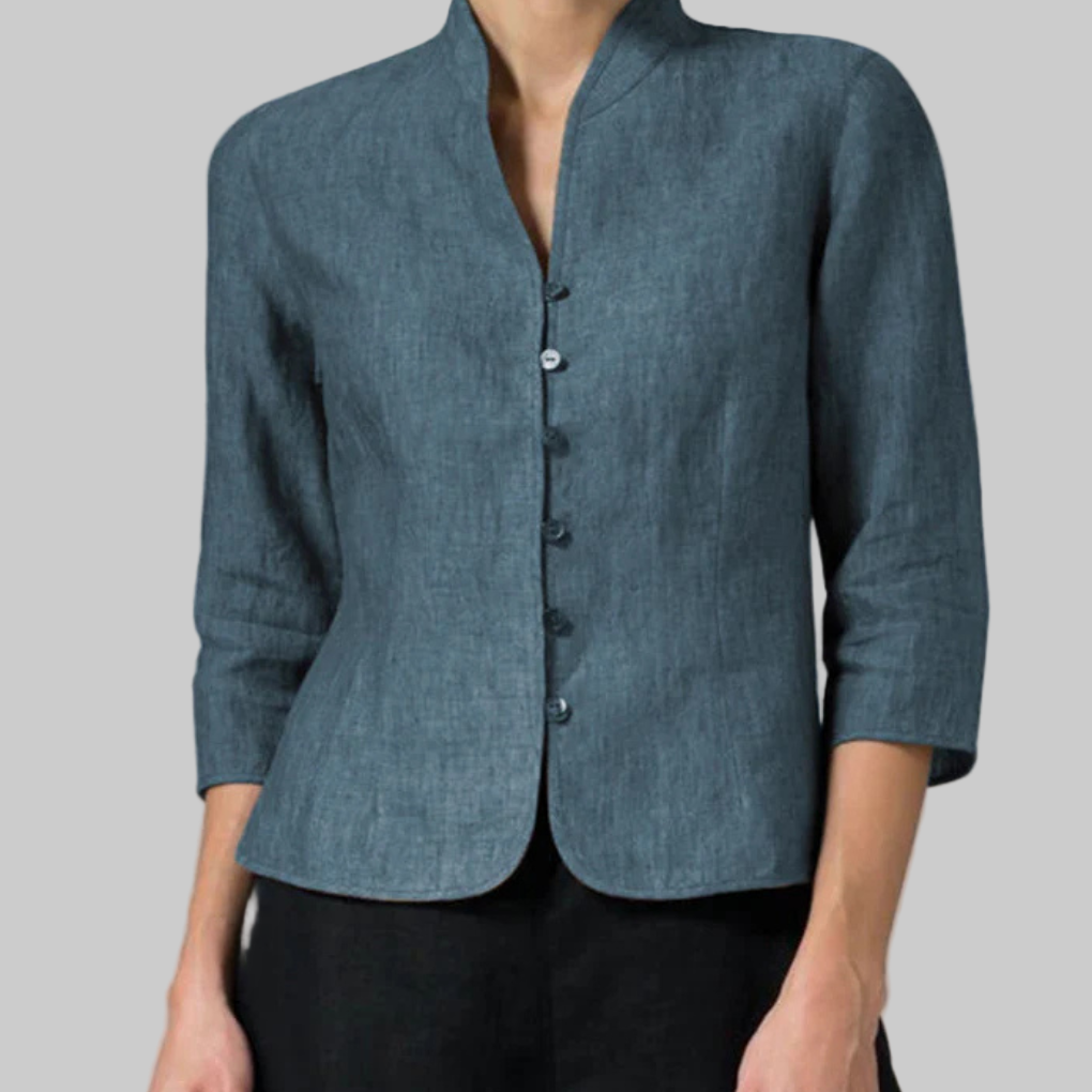 Blouse with Stand-up Collar for Women