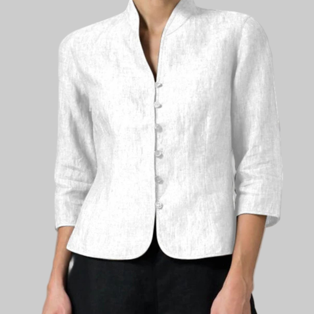 Blouse with Stand-up Collar for Women