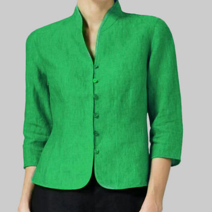 Blouse with Stand-up Collar for Women