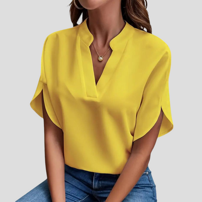 Blouse with short sleeves made of lightweight, breathable material