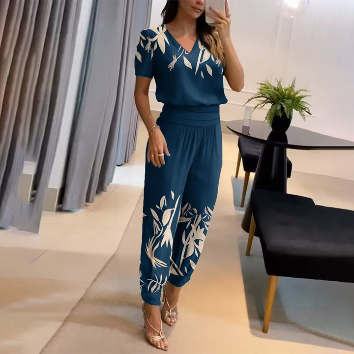 Tabea – stylový elegantní dámský overal s potiskem