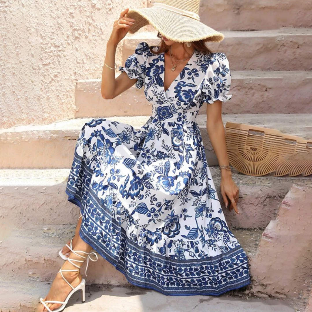 Elegantes Blumenmuster Kleid