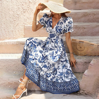Elegantes Blumenmuster Kleid