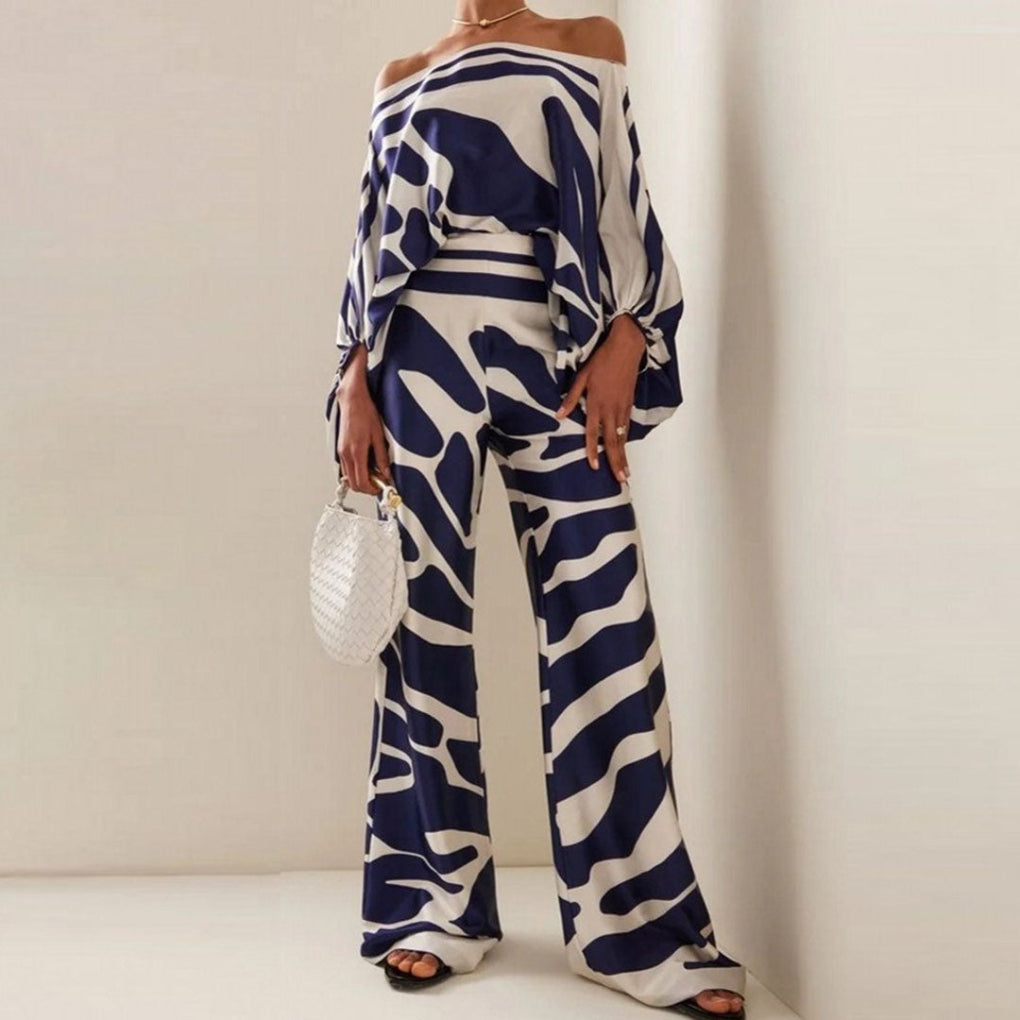 Off-shoulder satin set of 2 pieces for women