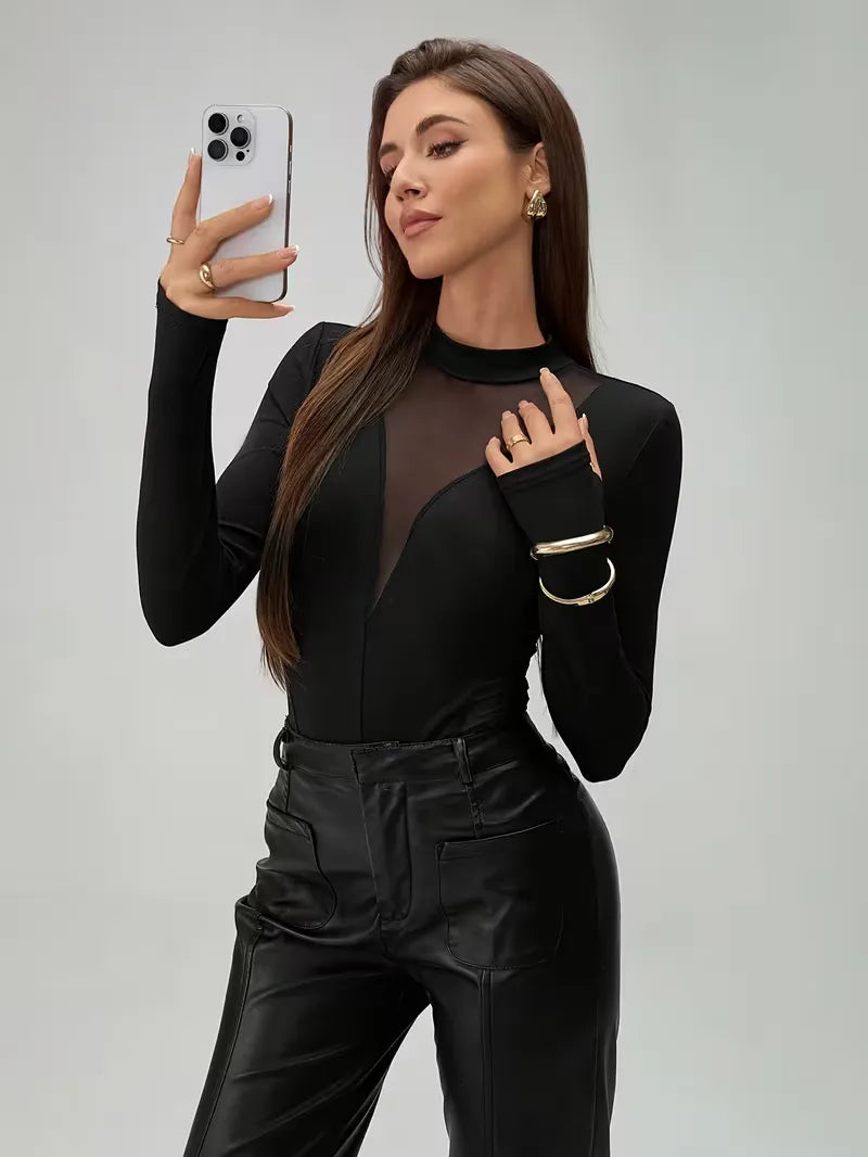 Bodysuit with Mesh Panels