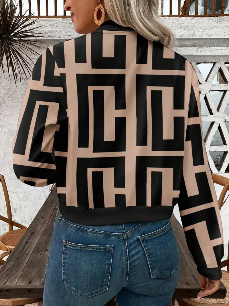 Bomber Jacket with Geometric Print