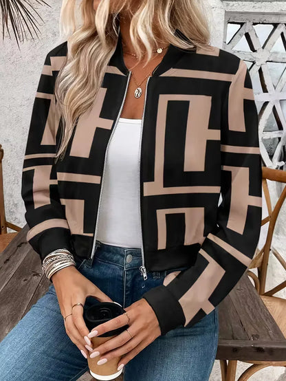 Bomber Jacket with Geometric Print