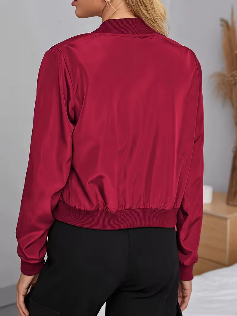 Bomber Jacket with Ribbed Cuffs