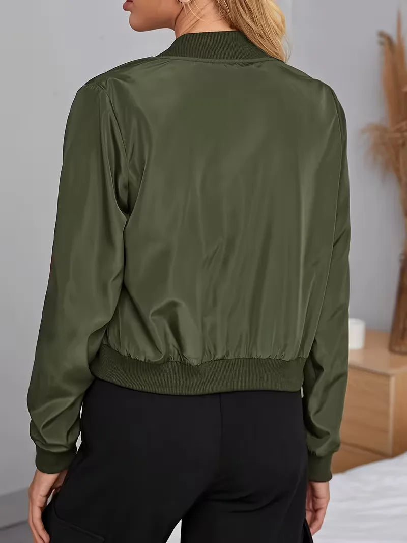 Bomber Jacket with Ribbed Cuffs