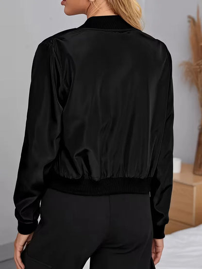Bomber Jacket with Ribbed Cuffs