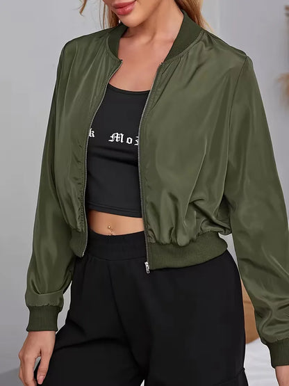 Bomber Jacket with Ribbed Cuffs