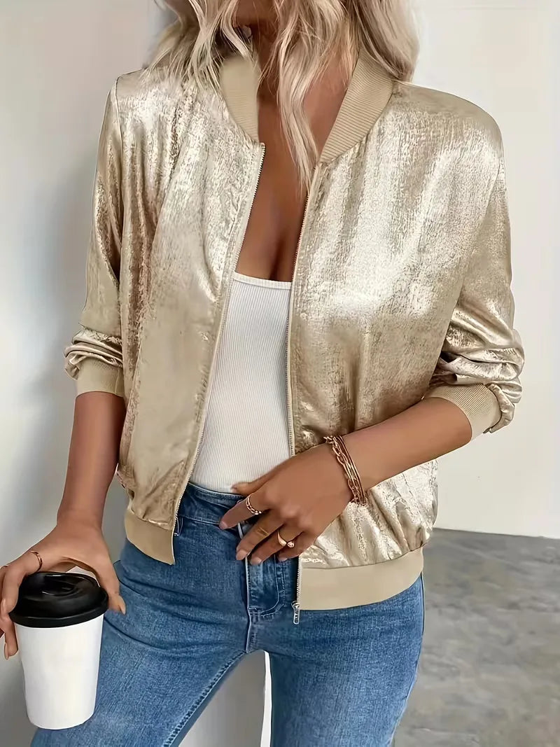 Bomber jacket with ribbed details