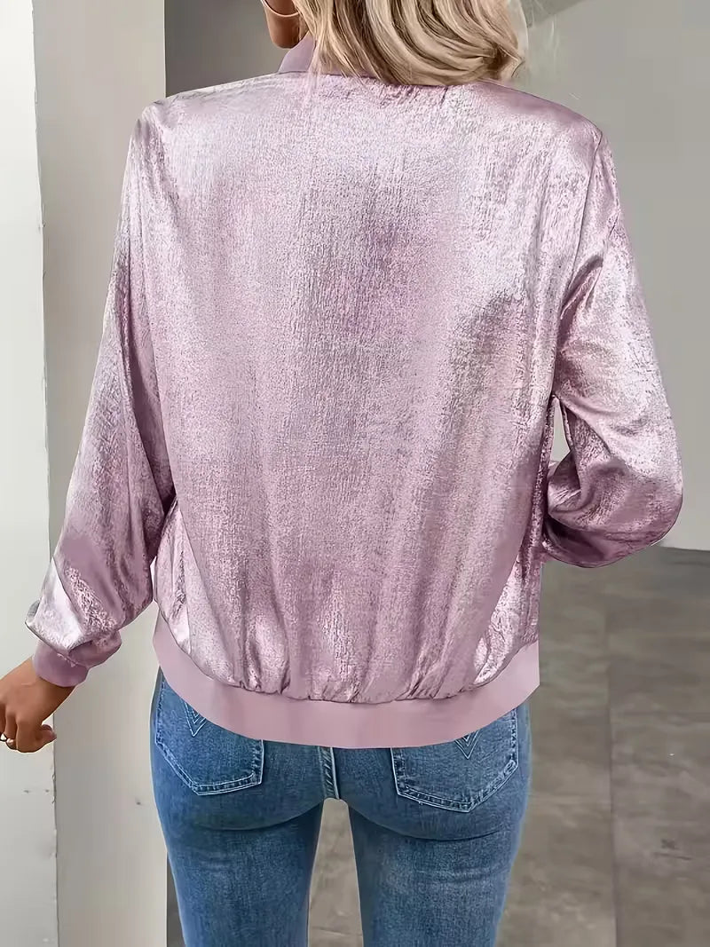 Bomber jacket with ribbed details
