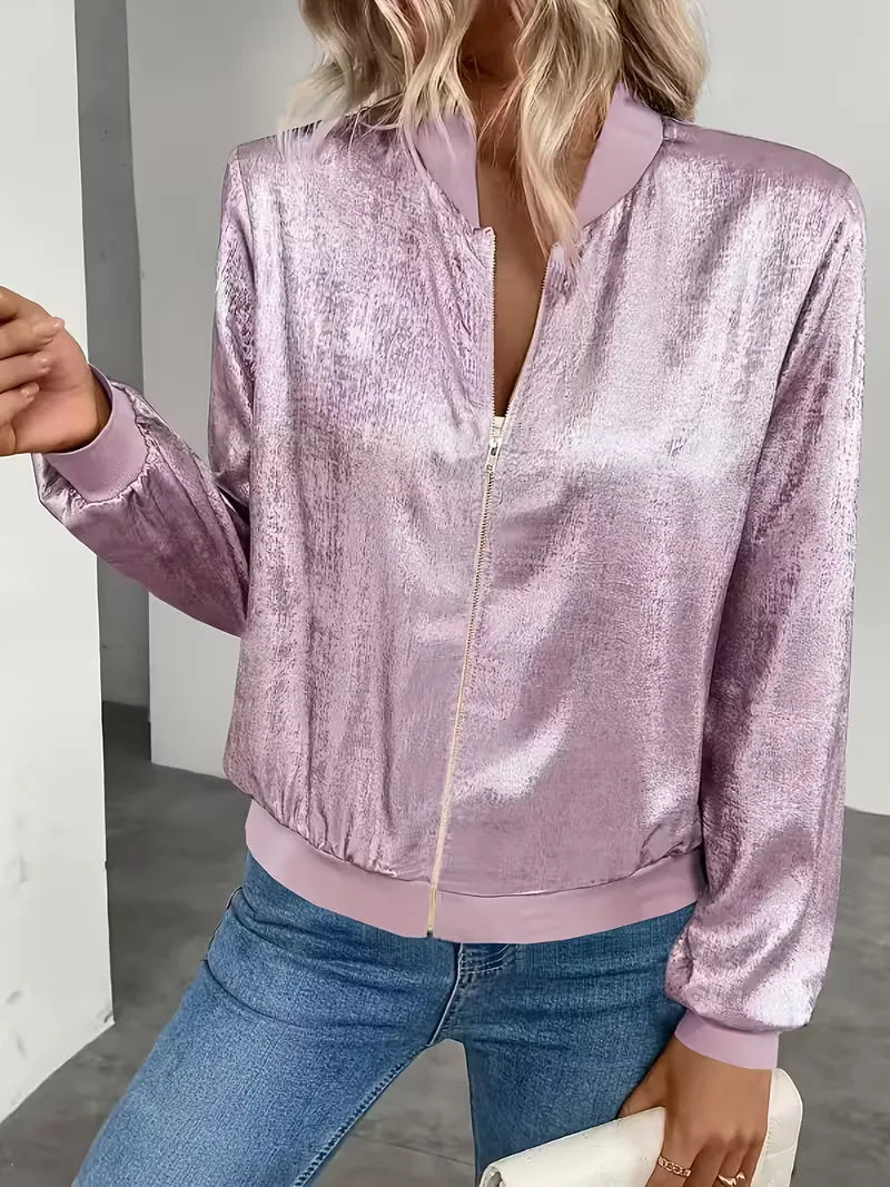 Bomber jacket with ribbed details