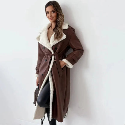 Long coat with buttons for women