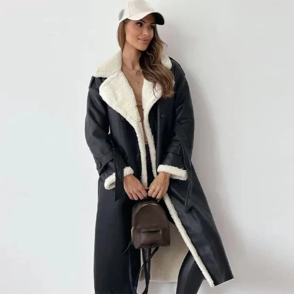 Long coat with buttons for women
