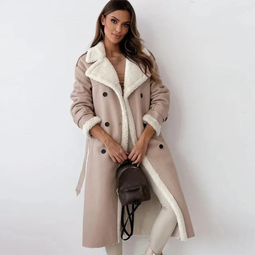Long coat with buttons for women