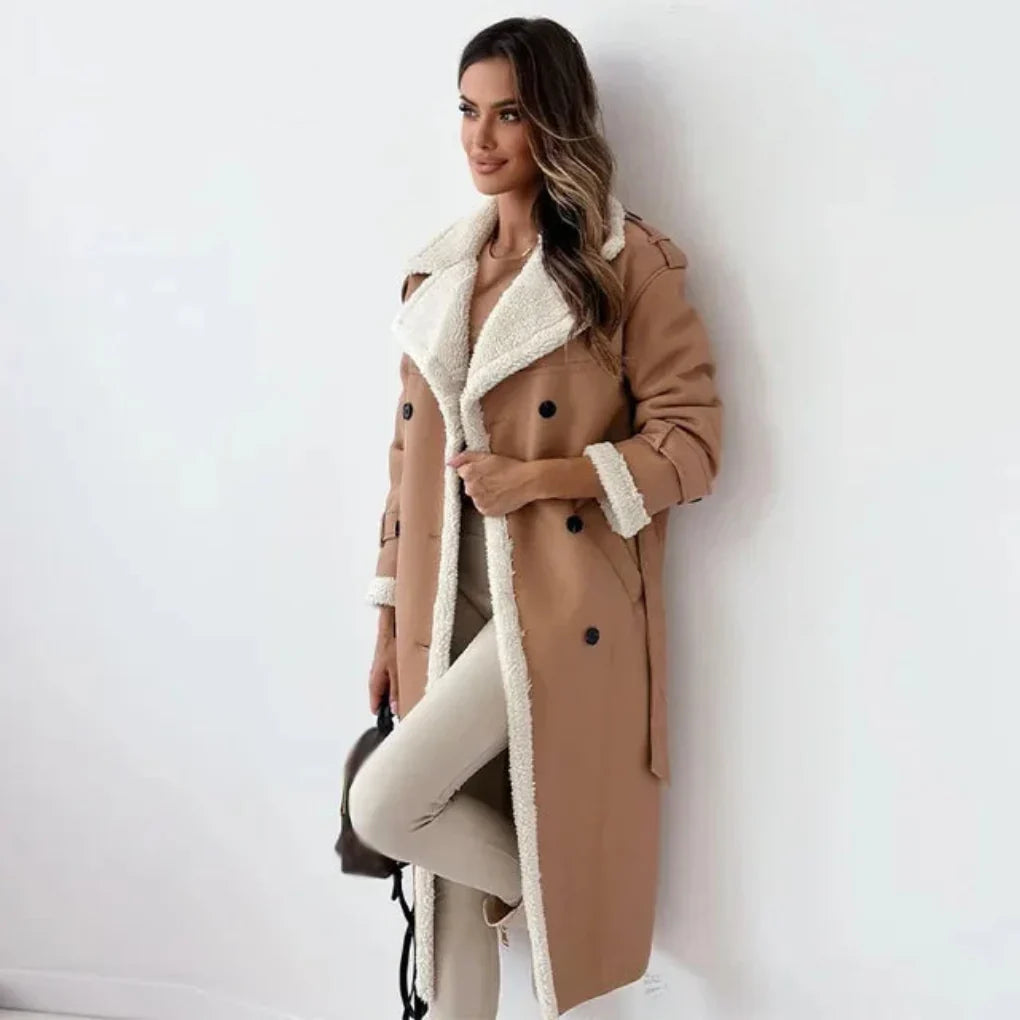 Long coat with buttons for women