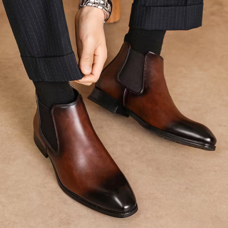Boots with Square Toes and Elastic Side Panels