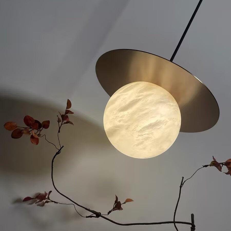 Lampă de masă sferică de lux din alamă și alabastru