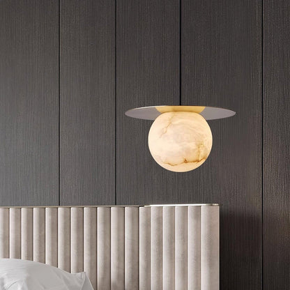 Lampă de masă sferică de lux din alamă și alabastru