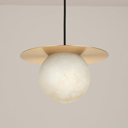 Lampă de masă sferică de lux din alamă și alabastru