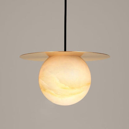 Lampă de masă sferică de lux din alamă și alabastru