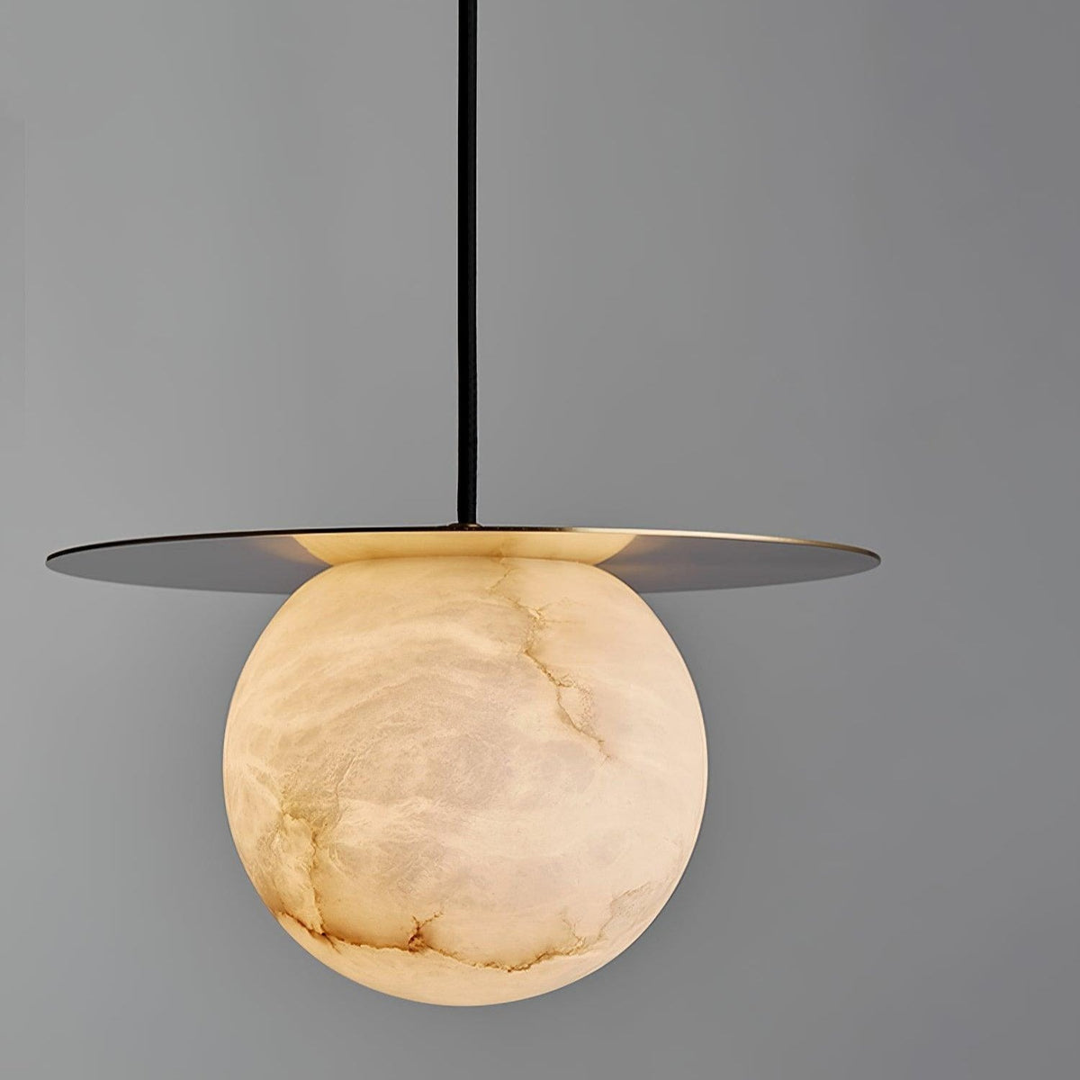 Lampă de masă sferică de lux din alamă și alabastru