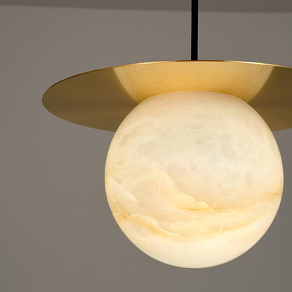 Lampă de masă sferică de lux din alamă și alabastru