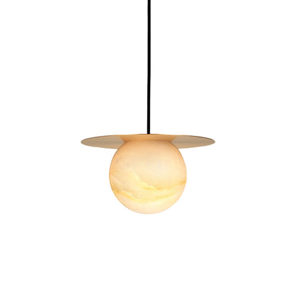 Lampă de masă sferică de lux din alamă și alabastru