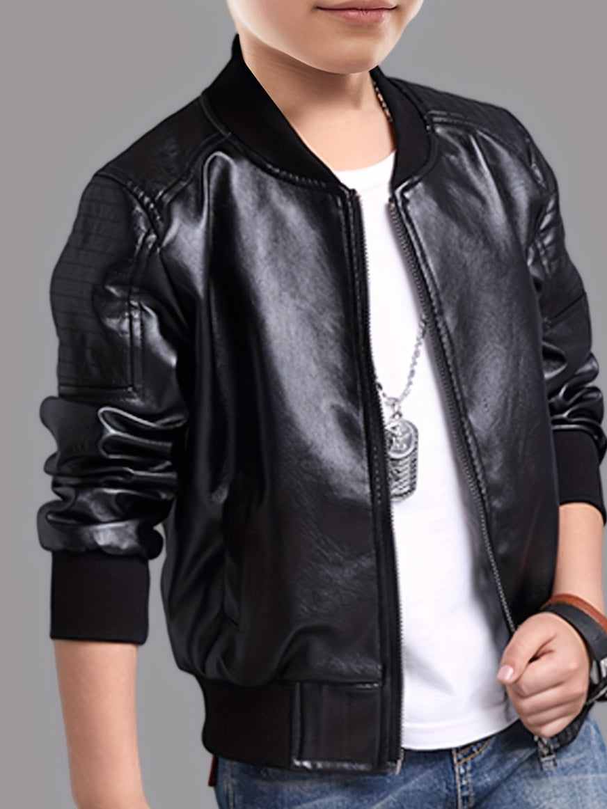 Boys' Cool Jacket with Stand-Up Collar and Zipper - Raffy